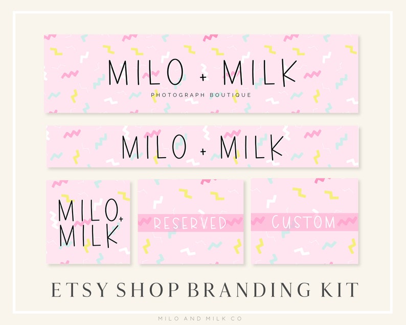 Modern Boho Branding Pink Geometric Abstract Etsy Branding Kit Etsy Shop Banner Design Etsy Logo Geometric Branding Etsy Shop Template