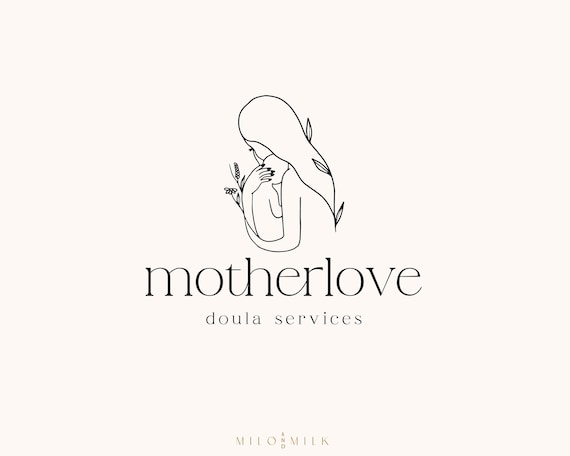 Floral Doula Pregnancy Logo, Doula Branding, Pregnant Logo, Mother & Child Logo, Midwife Logo Brand, Baby Logo, Feminine Logo, Premade Logo