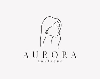 Female Minimal Face Logo, Beauty Logo, Earring Jewelry Logo, Feminine Logo, Hair Stylist Logo, Wellness Logo, Premade Logo, Woman Logo