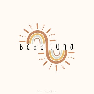 Boho Regenbogen Logo, Kinderkleidung Logo, Kinder Logo, lustiges Logo, Sonnen Logo, Fotografie Logo, Babysitter Logo, vorgefertigtes Logo, Boutique Logo