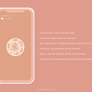 Pink Floral Boho Instagram Highlight Icon Circles Instagram Story Highlight Icons Abstract Aesthetic IG Icons Highlight Button image 4