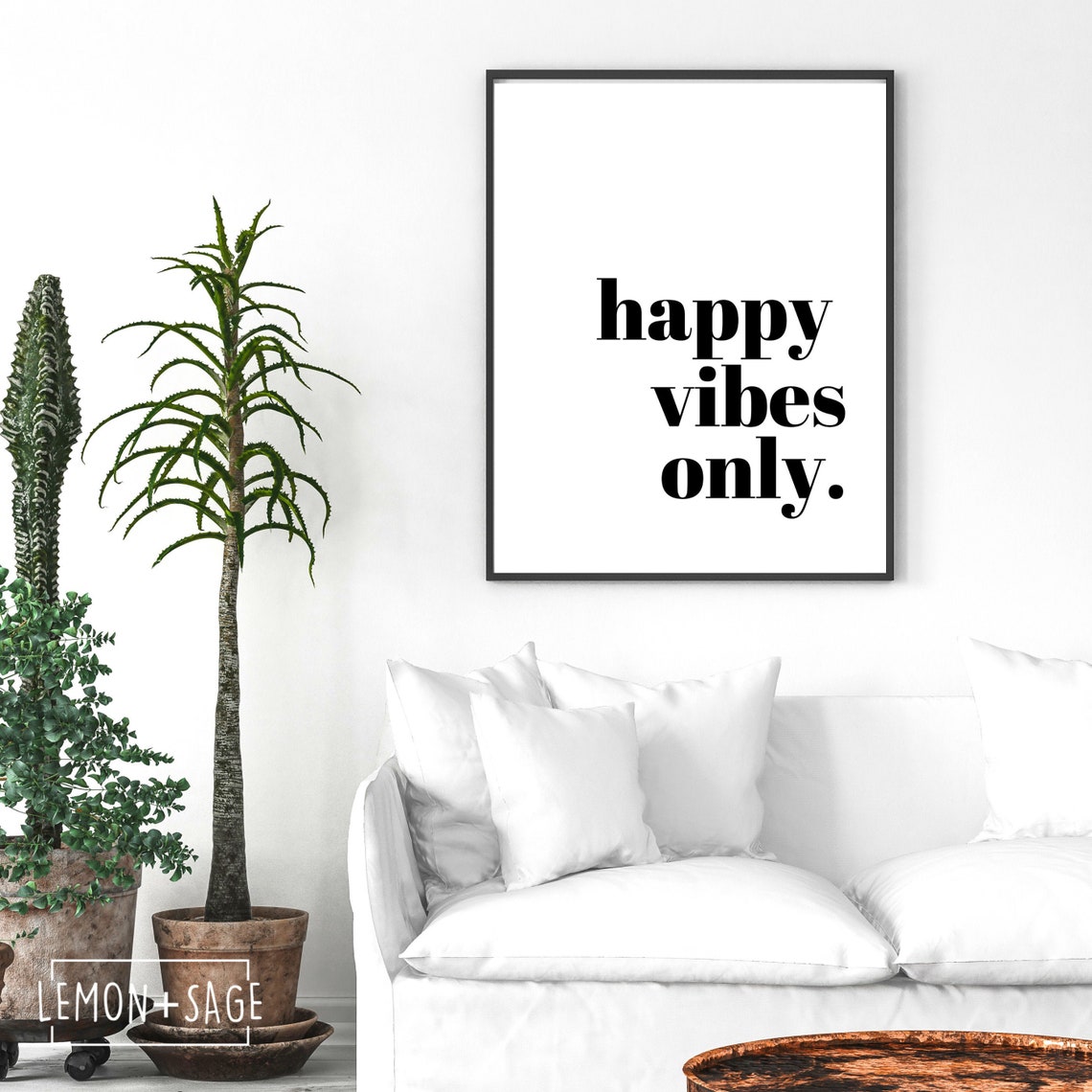 HAPPY VIBES ONLY wall art Good vibes print Digital download | Etsy