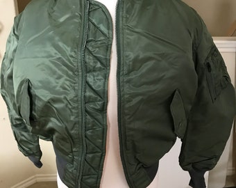 USAF MA-1 Green vintage flight jacket by Greenbrier mnfg new made in USA. Medium/ Large & Extra Large.