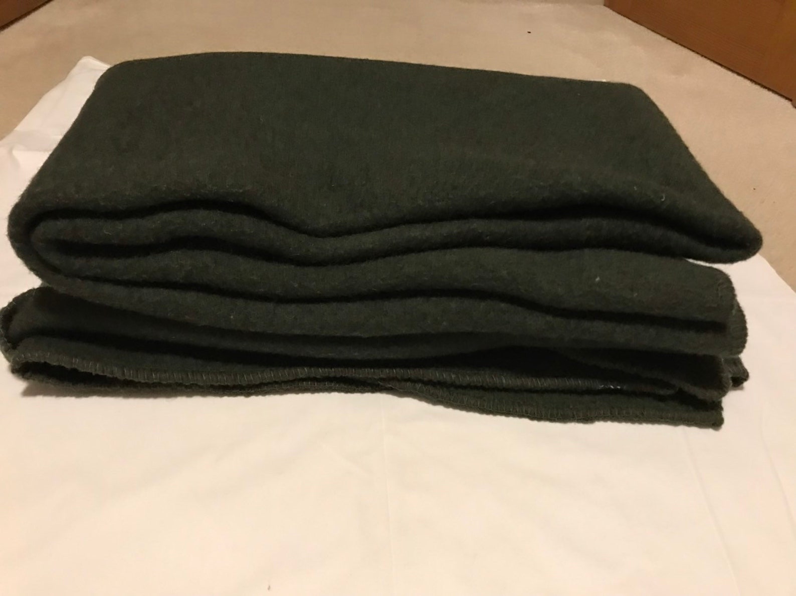 Genuine French Military Vintage Wool Blanket green Used Etsy