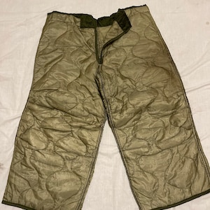 Genuine US Military OD green quilted Field Pants Liner Small, Med. and Large Short/Regular. New.