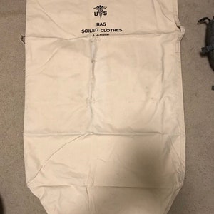 US Military Vintage Canvas Draw string off white Laundry bag, sea bag, Duffle bag, Sea bag