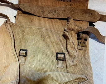 Genuine British Military Vintage WW2 Khaki canvas Shoulder bag pattern 37 small pack 1940/1950