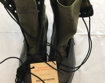 米軍 ジャングルブーツ サイズ9W(27cm幅広) ベトナム戦争 本物の米軍ビンテージ ベトナム スパイク保護ジャングル ブーツ 7