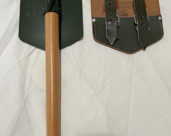 NOS 1967 west German army military entrenching tool leather cover post War PAUSC and Miltec Repro Shovel with Pick New ,Mint.