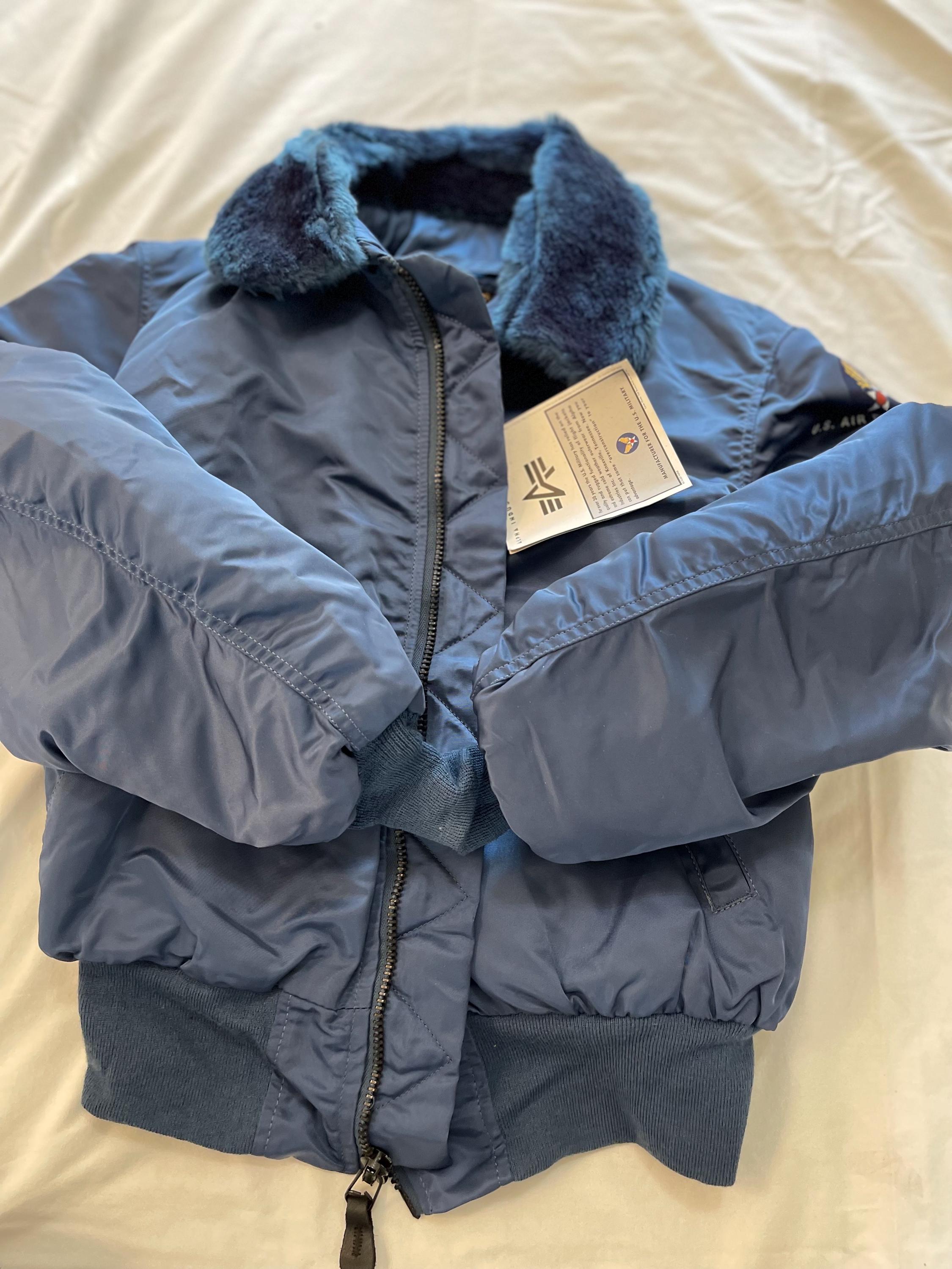 Alpha Industries Vintage USAF B15 Bomber Jacket Medium Blue Made