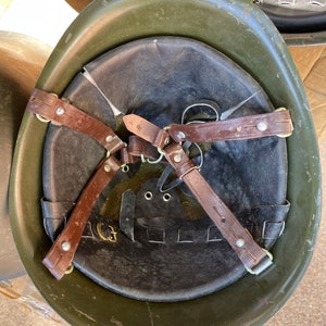 Romanian Military Vintage Surplus M73/80 Steel Helmet W/ Leather Liner Chin Straps