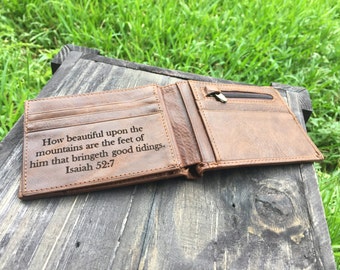 Personalized Leather Wallet, Engraved Leather Wallet, Handwriting Wallet, Mens leather wallet, leather wallet, boyfriend, husband, for him