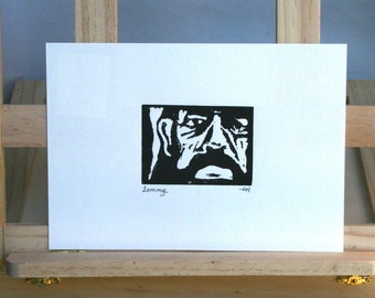 Linoldruck, Lemmy, Motorhead Frontmann, Handgedruckt, Linoldruck