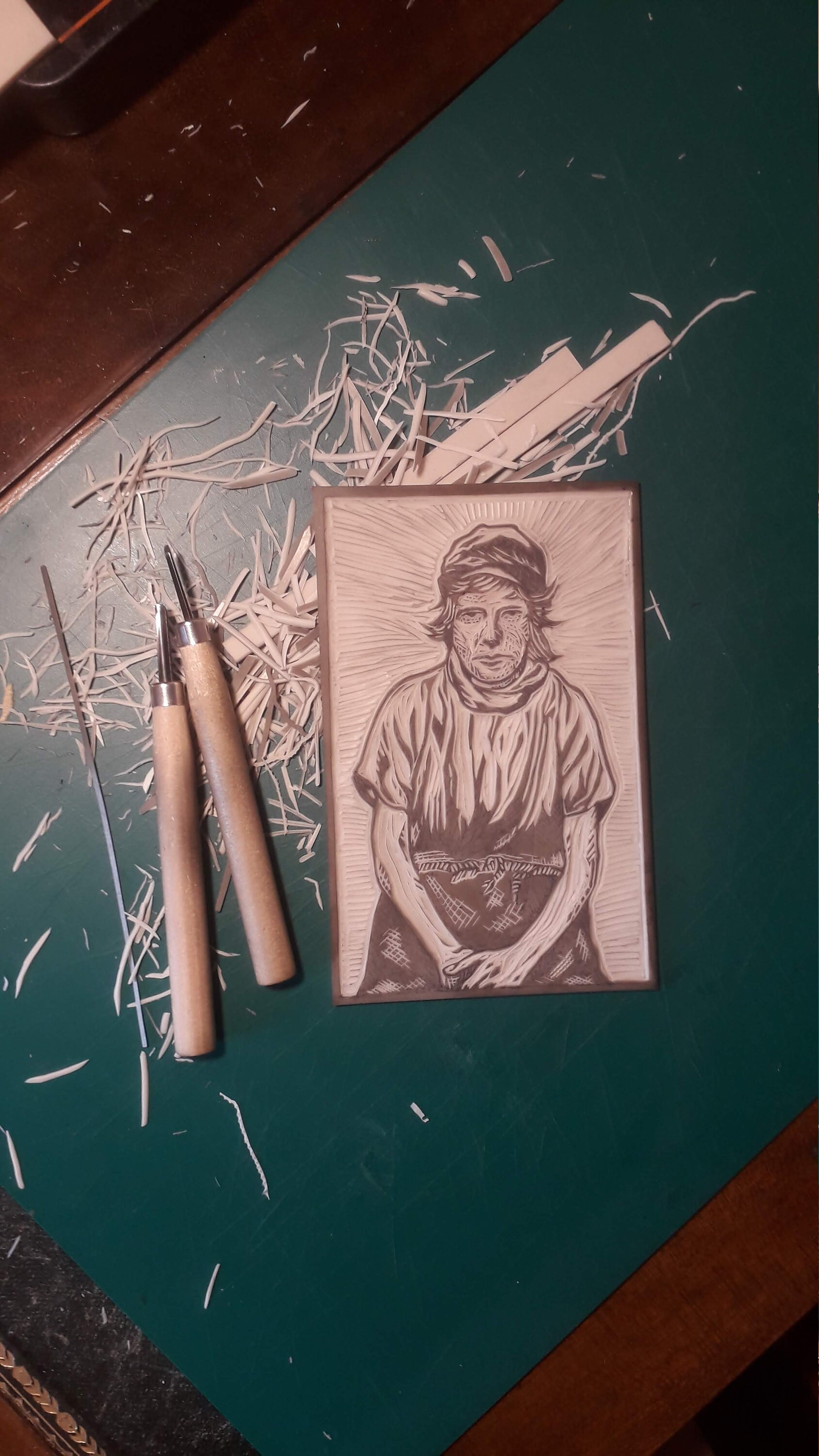 Linocut Print Maggie Maher Buffer Girl. Sheffield History Etsy UK