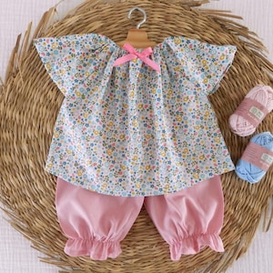 42 cm baby doll clothes, cotton pants and tunic