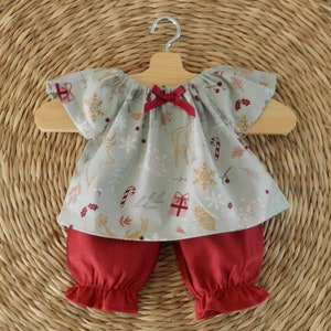 30 cm doll clothing, cotton pants and tunic