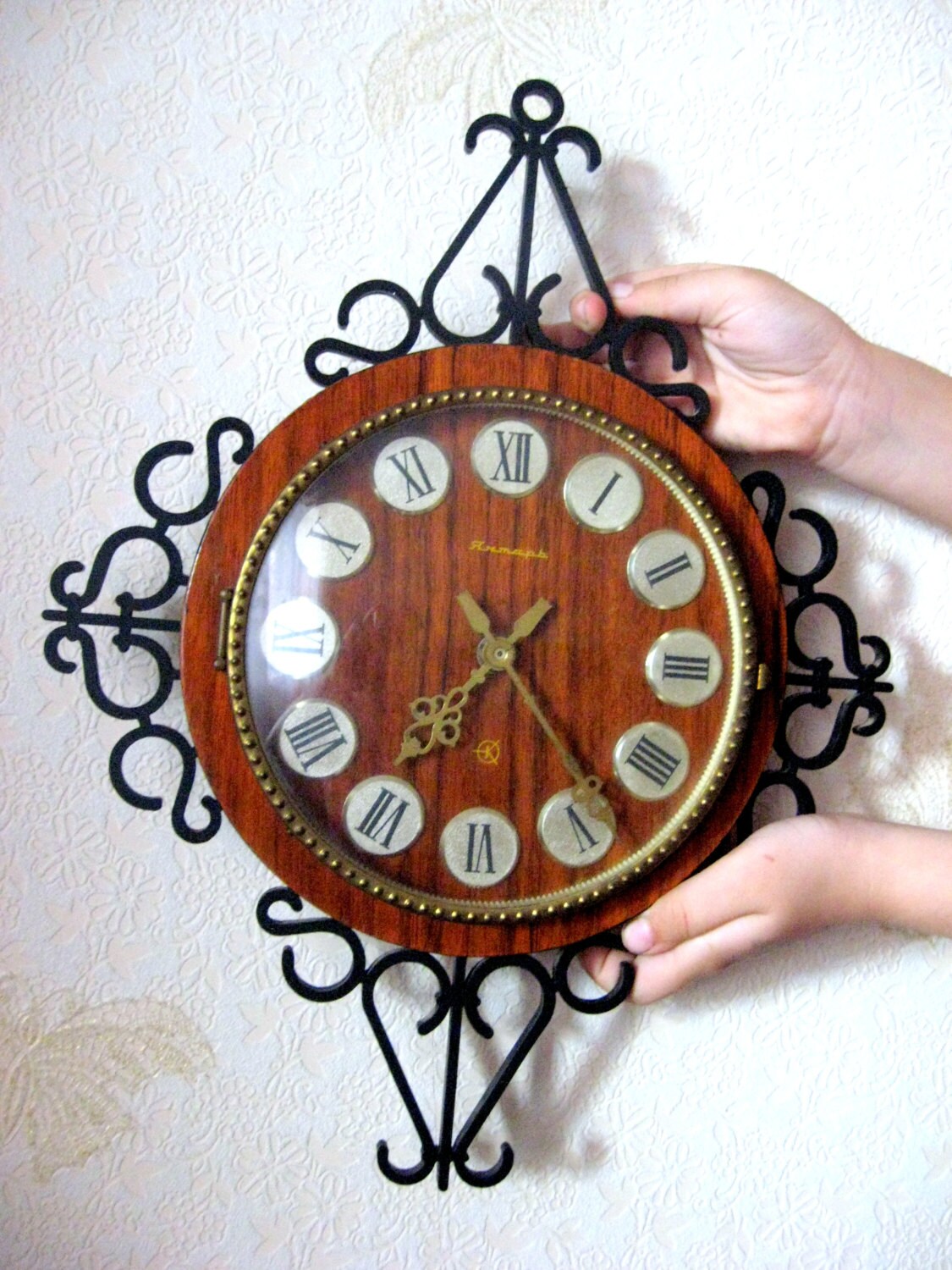 wooden wall clock Soviet vintage clock Jantar made in 1979 Etsy