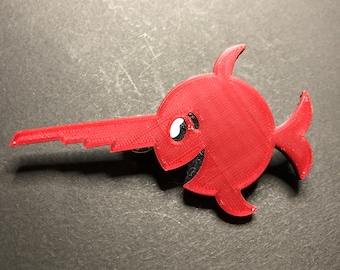 Happy Swordfish Badge (3D Printed)