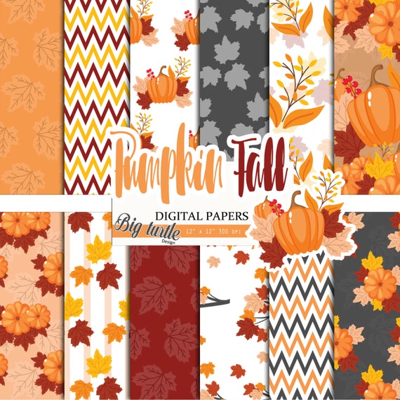 Download Pumpkin Fall Digital Paper Pack Pumpkin Pattern Fall Etsy