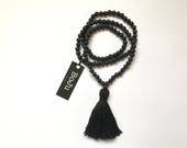 Black Mala beads - 108 Mala necklace - Mens Mala Beads - Mala Bracelet - meditation beads - yoga beads - Black tassel Mala - Unisex Mala