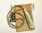 108 Mala Beads - Mala Necklace - Mala Beads - Yoga beads - Jasper Mala - Meditation Beads - Gemstone Mala - Stretch Mala - Tassel Mala -Mala