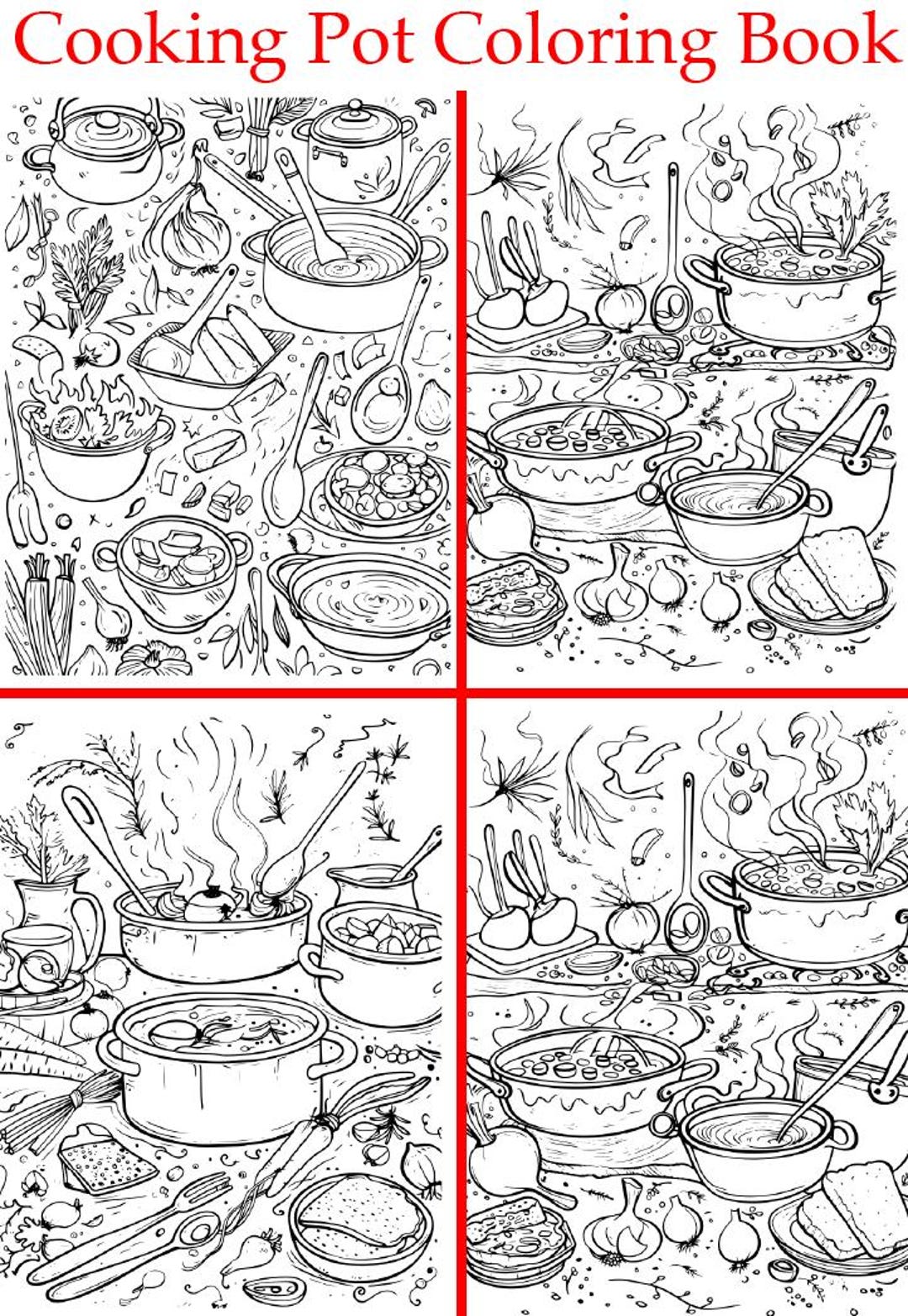 Cooking Pot Coloring Pages Printable Adult Coloring Sheets Soup,food ...