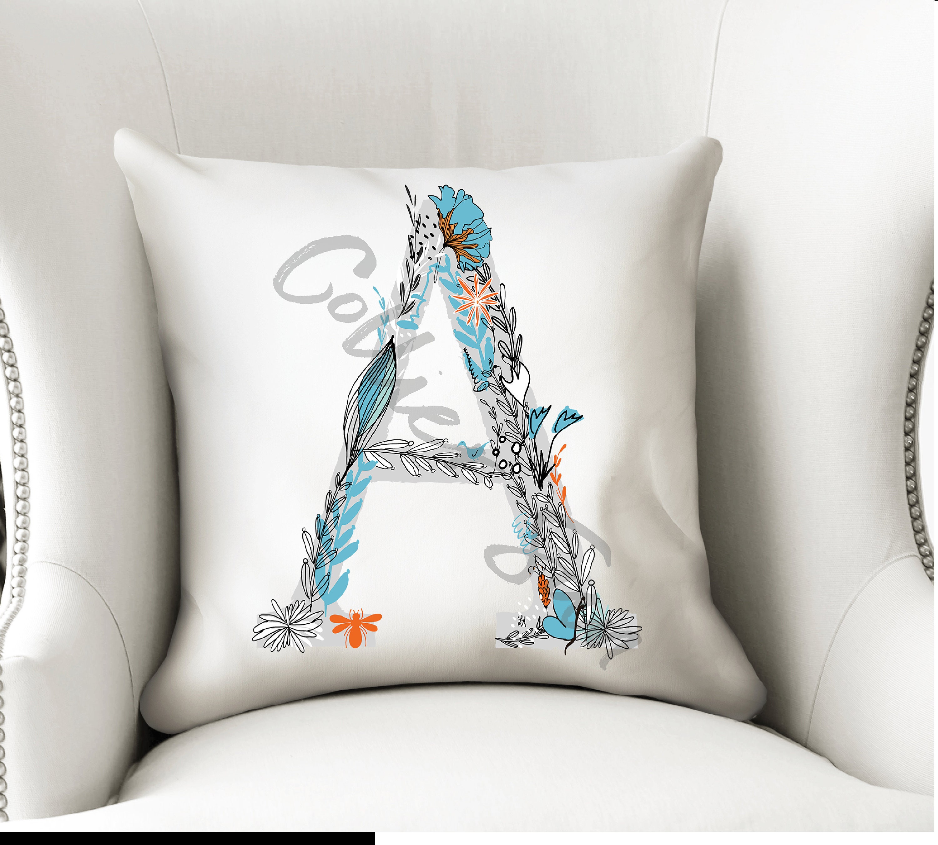 Initial pillow initial pillows letter pillow monogram Etsy