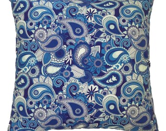 Cover Only,Blue Paisley Pillow,paisley pillow,paisley pillow cover,paisley throw pillow,paisley cushion