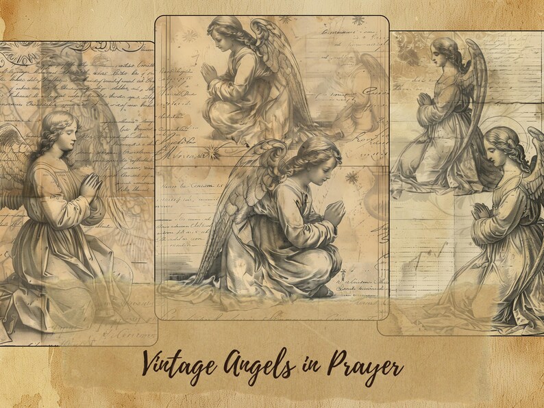 Script Angles Vintage Angel Prints, Religious Wall Art (digital Download) - Etsy