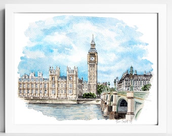 London Wall Art Print | Watercolor Painting