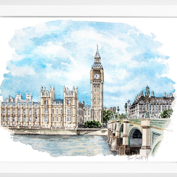 Impression d'art mural Londres | Peinture à l'aquarelle