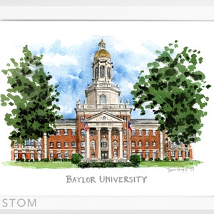 Aangepaste College aquarel kunst | Gepersonaliseerde afstudeercadeau | Universitair alumnicadeau | Muurkunst universiteit