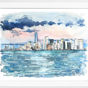 New York City Skyline Wall Art | NYC Watercolor Print