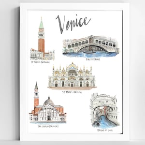 Italy Wall Art | Venice Italy Print  | Watercolor City Illustration
