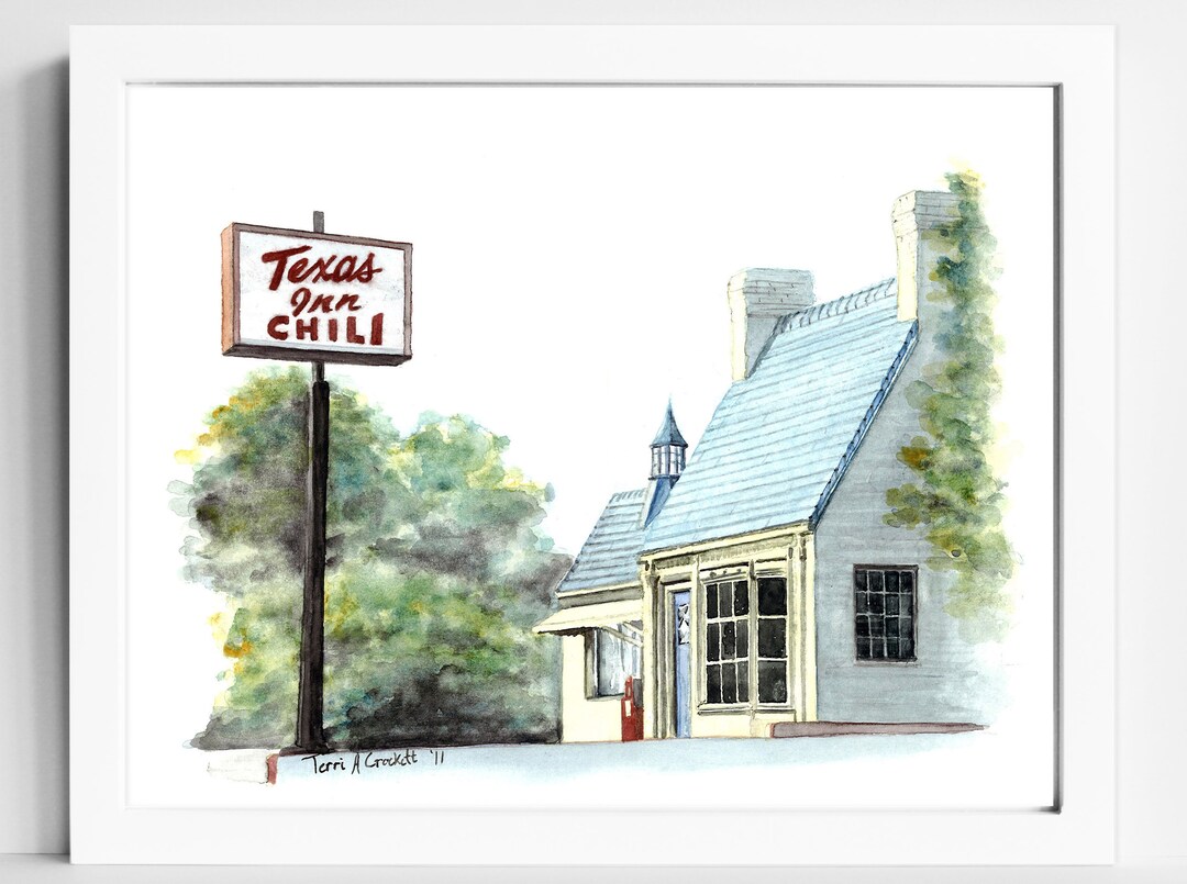 Texas Inn Lynchburg Virginia T Room Watercolor Print | Texas Inn Painting - Etsy