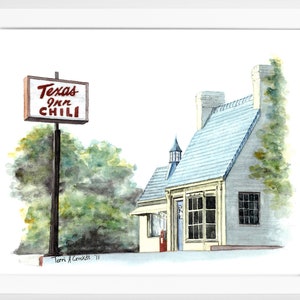 Lynchburg Virginia T Room Watercolor Print | Texas Inn Painting