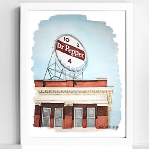 Dr Pepper Vintage Sign Watercolor Print | Kitchen Wall Art | Roanoke VA