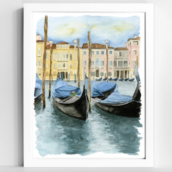 Peinture à l’aquarelle de Venise | Art mural de voyage