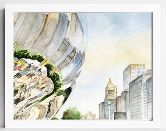 Chicago Wall Art | Chicago Skyline Wall Art | Chicago Watercolor Print | Chicago Architecture Print