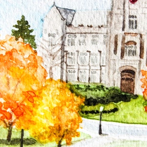 Virginia Tech Hokies Watercolor Print VT College Campus Wall Art Blacksburg VA image 4