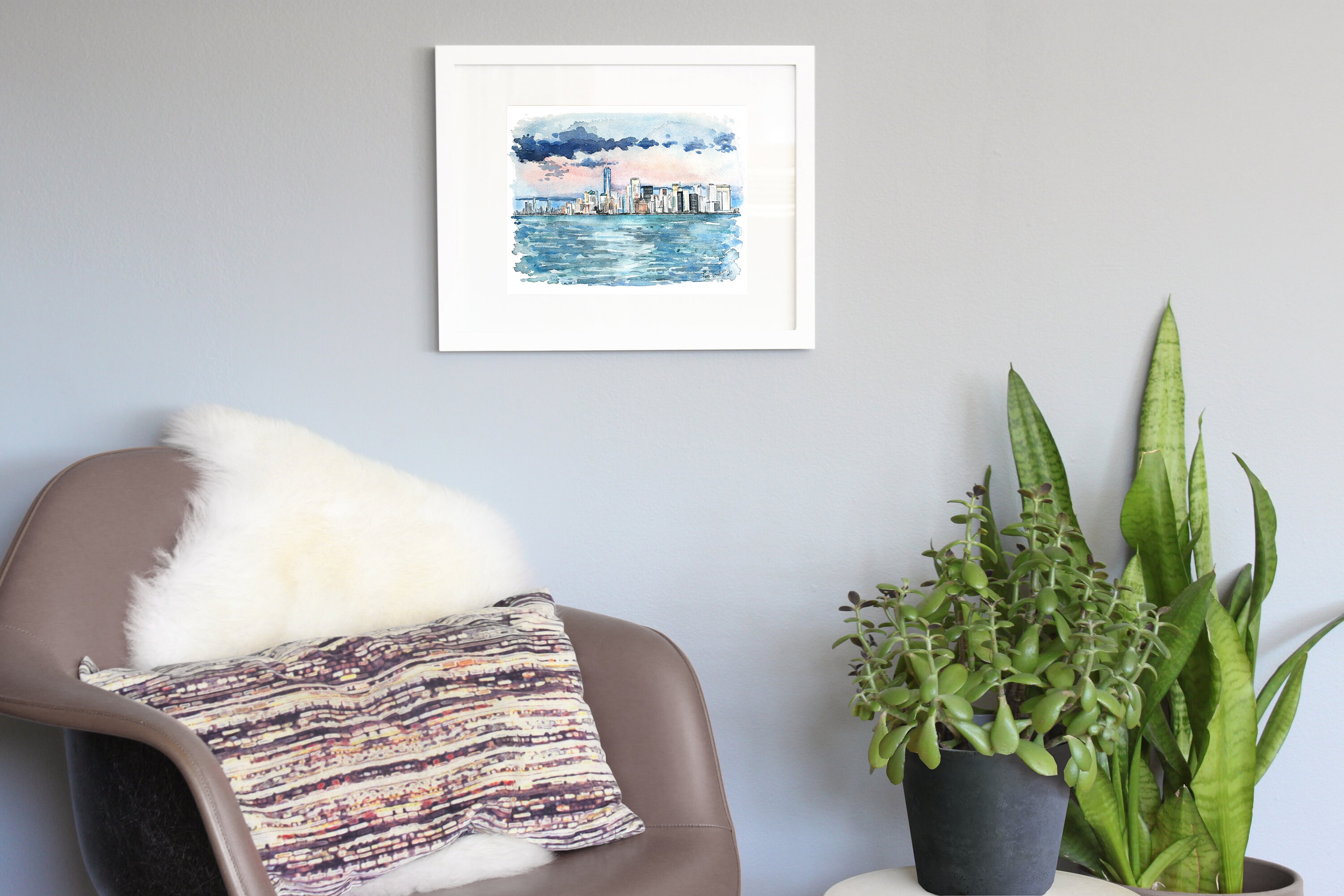 New York City Skyline Wall Art | NYC Watercolor Print - Etsy