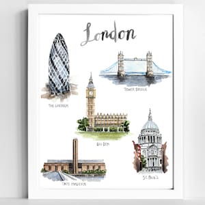 London Print Watercolor Painting