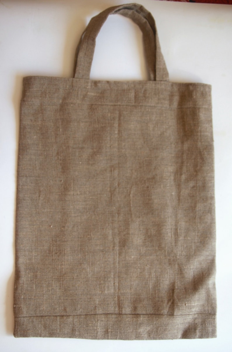 NEW PRICE Natural Linen Shopping Bag with hand-woven cotton details and lining Eco Market bag SALE