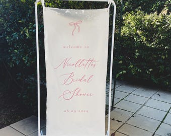 Personalized Hens Party Fabric Sign | Bridal Shower Welcome Sign | Bachelorette Party Banner | Custom Linen Event Sign | Modern Minimal