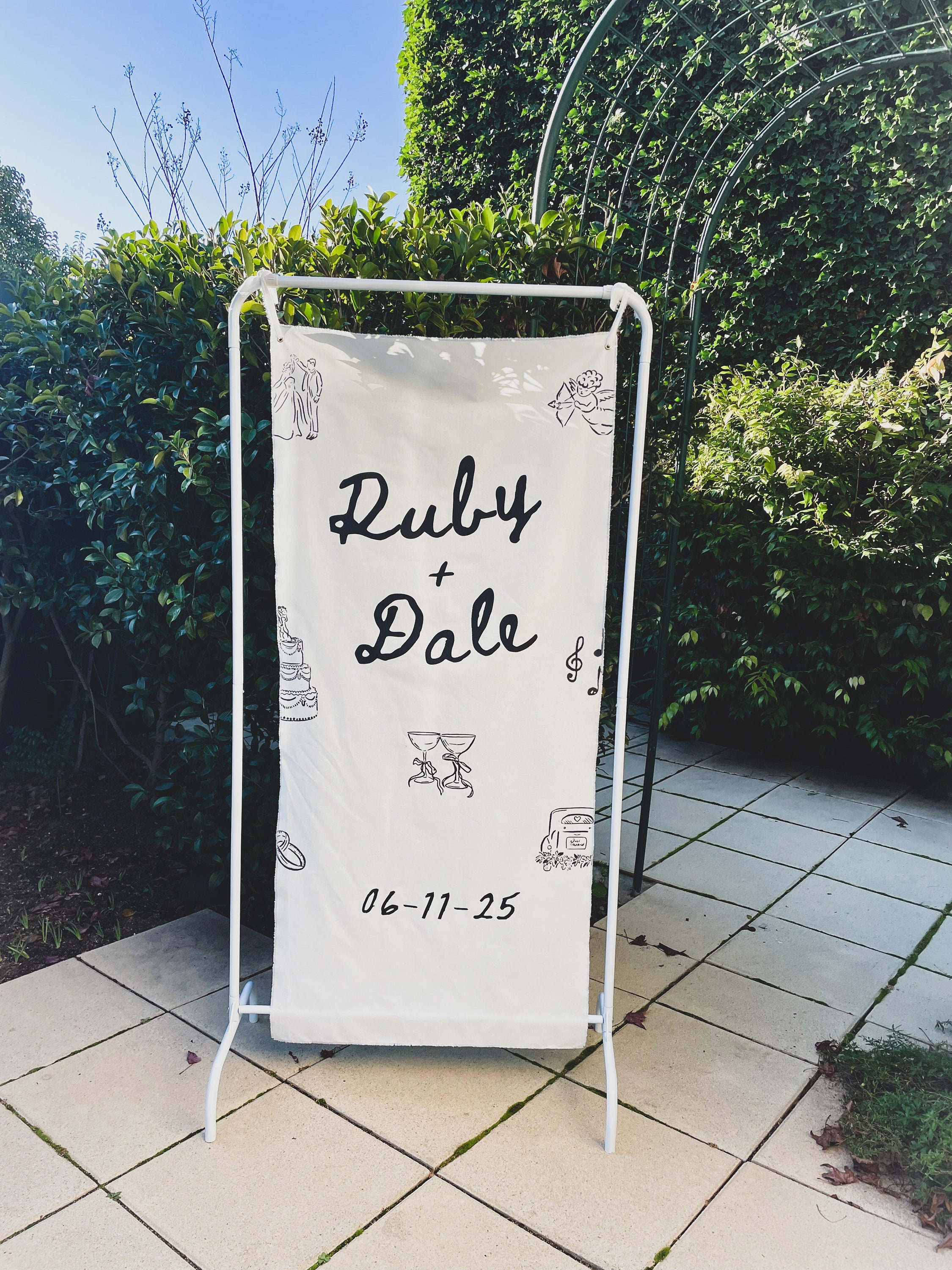 Fabric Wedding Sign / Personalised Cotton Sign /Fabric Sign with Eyelets/Keepsake/Engagement/ Linen Welcome Sign/Linen Sign