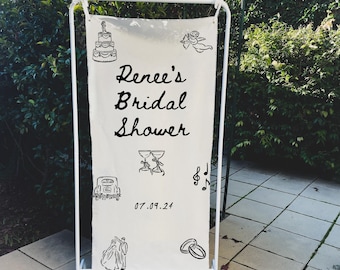 Personalized Hens Party Fabric Sign | Bridal Shower Welcome Sign | Bachelorette Party Banner | Custom Linen Event Sign | Modern Minimal