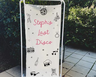 Personalized Hens Party Fabric Sign | Bridal Shower Welcome Sign | Bachelorette Party Banner | Custom Linen Event Sign | Modern Minimal
