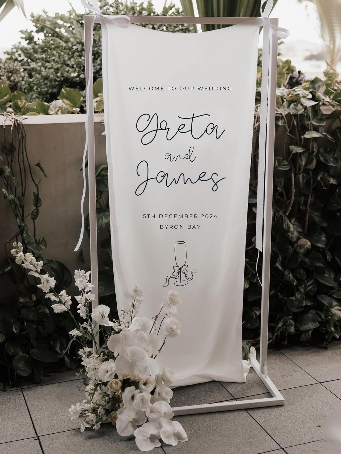 Personalised Fabric Wedding Sign | Custom Linen Welcome Sign With ...