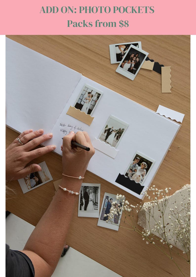 Linen Guest Book / Wedding Guest Book / Personalised Guest Book / Wedding Photo Book / Polaroid Guest Book / Photobooth Guest Book image 9