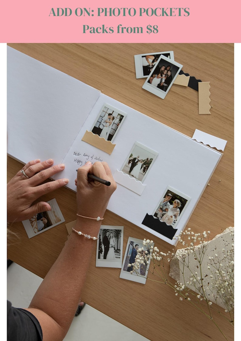 Linnen gastenboek / bruiloftsgastenboek / gepersonaliseerd gastenboek / bruiloftsfotoboek / polaroid-gastenboek / Photobooth-gastenboek afbeelding 9